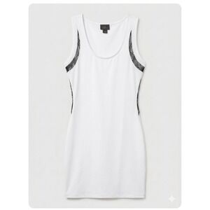 BLVD Collection White/Black Solid Scoop Neck Sleeveless Dress‎ Black Accents